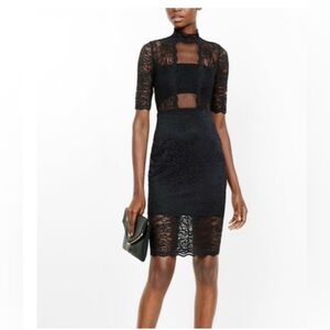 Express Lace Mock Neck Sheath Dress – Navy
 NWT